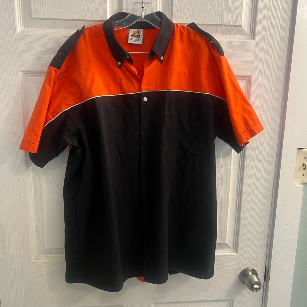 Speed Zone Men's Bold Orange and Black Casual Shirt